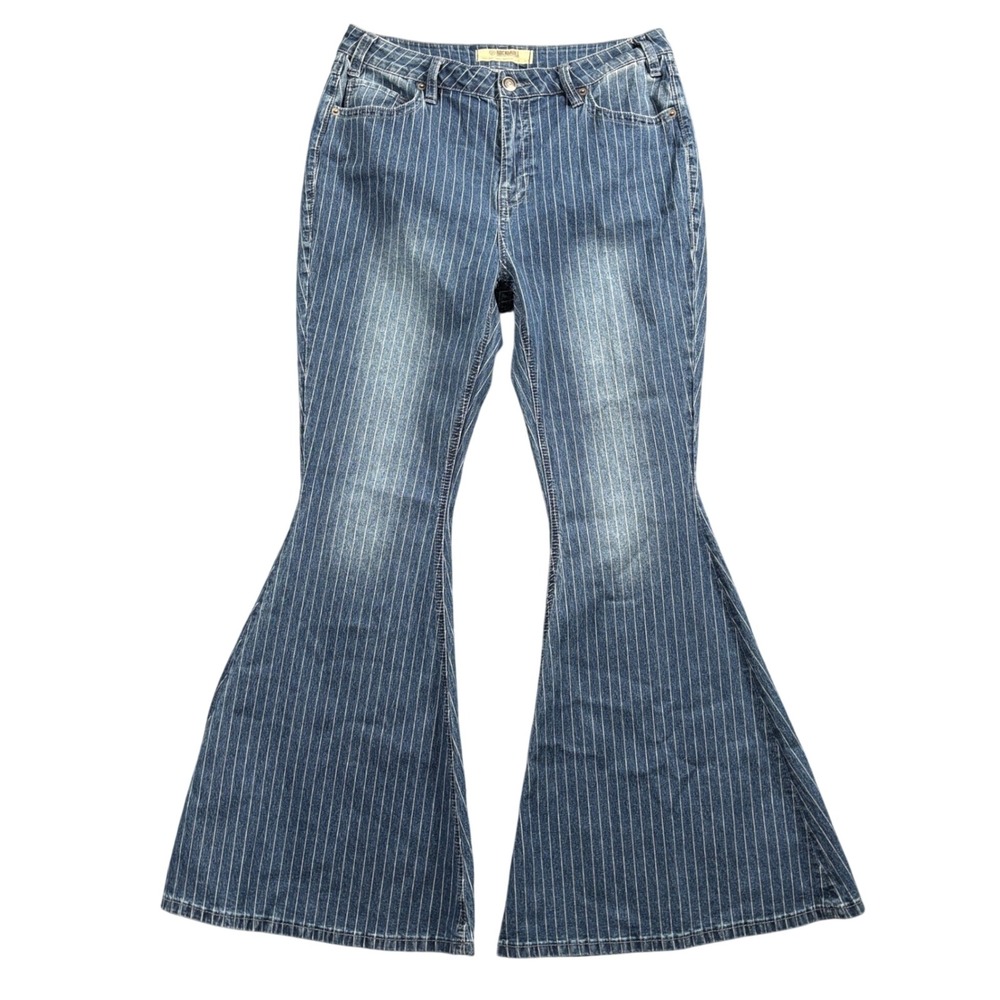 Rock & Roll Denim Bell Bottom Jeans Women's 31 High Rise Pinstripe Y2K Flare